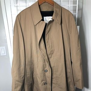 London Fog Fur Lined mens Trench Coat L/Xl (44L)